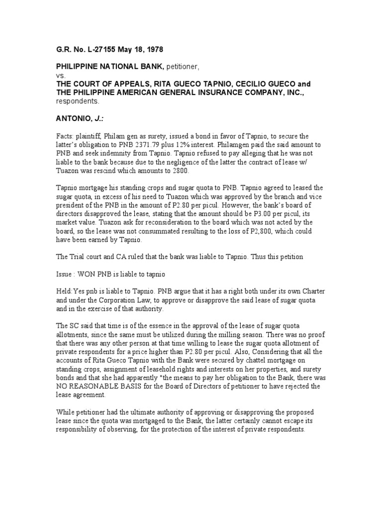 5 Pnb Vs Ca Digested Surety Bond Lease