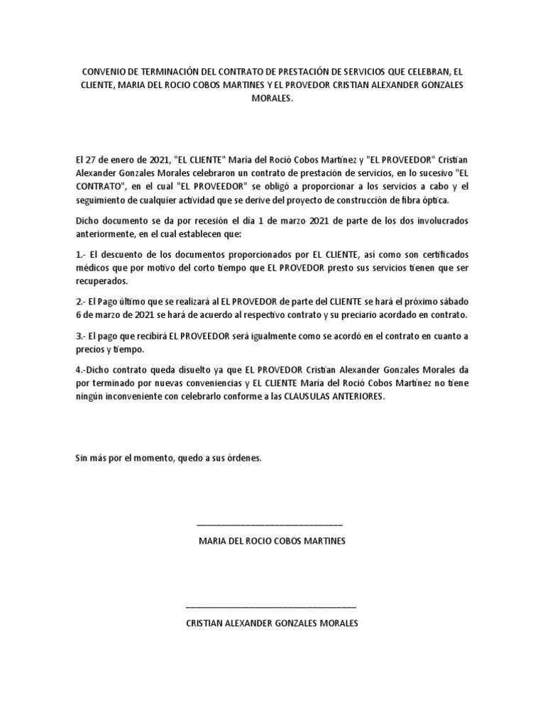Recesion de Contrato | PDF
