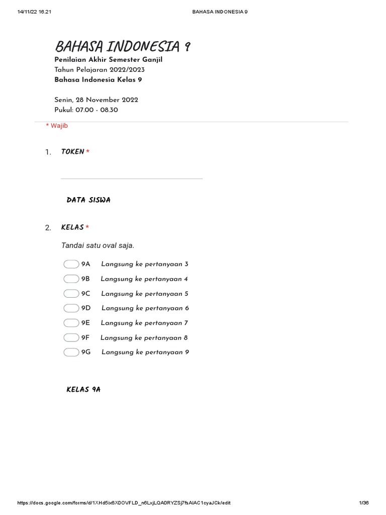 Pas bahasa indonesia 9 google formulir pdf