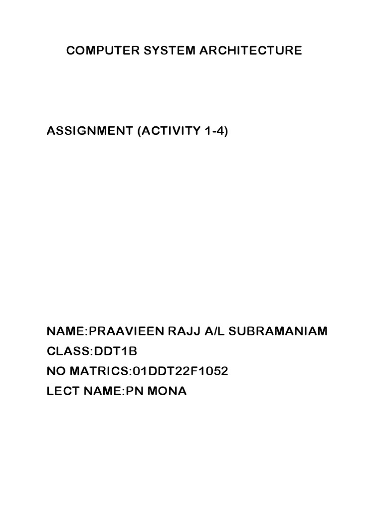 Computer System Architecture | PDF | Computers