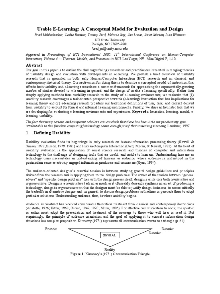 Usability in E-Learning Design Framework | PDF | Educational Technology ...