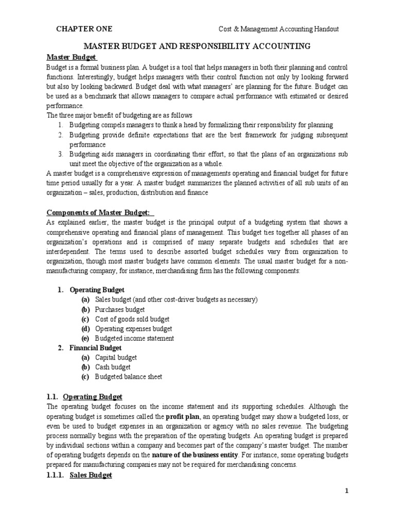 Master Budget and Responsibility Accounting | PDF | Balance Sheet ...