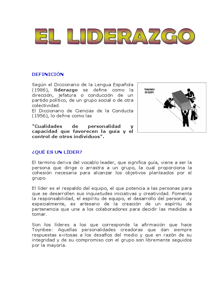 EL Liderazgo | PDF | Liderazgo | Toma de decisiones