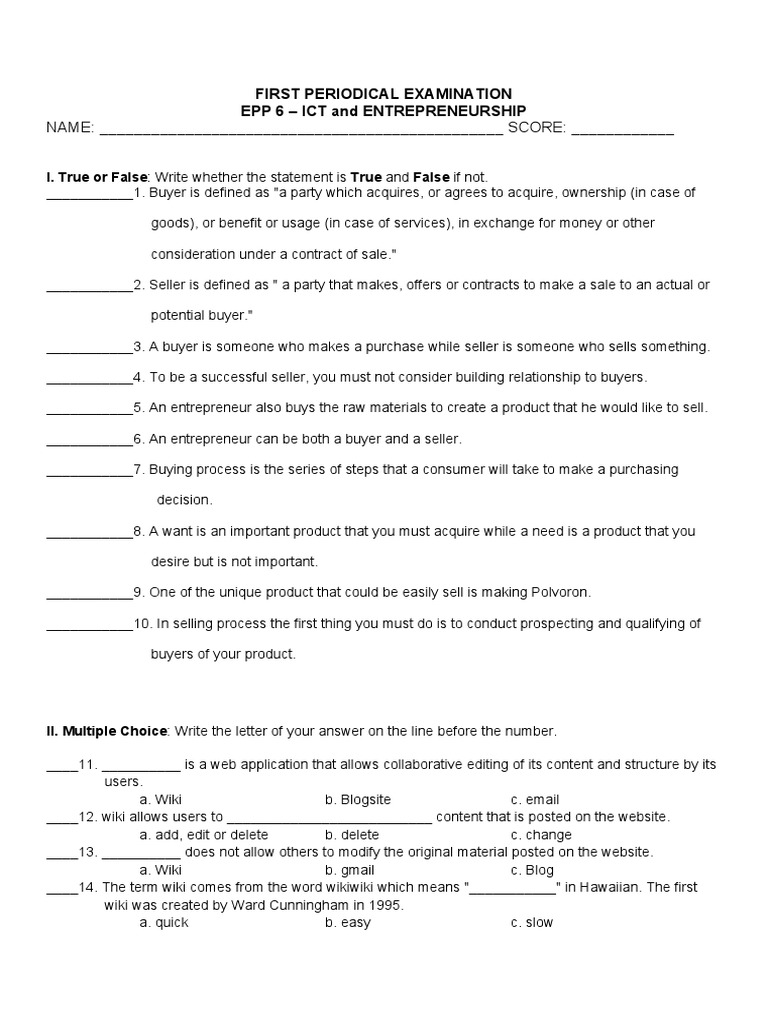 PT - Epp-Ict 6 - Q1 | PDF | Sales | Wiki