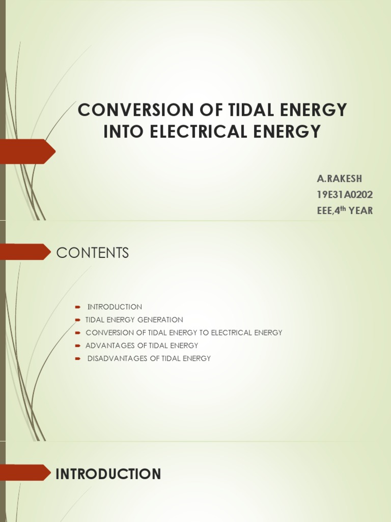 Tidal Energy to Electricity Conversion | PDF | Tide | Hydropower