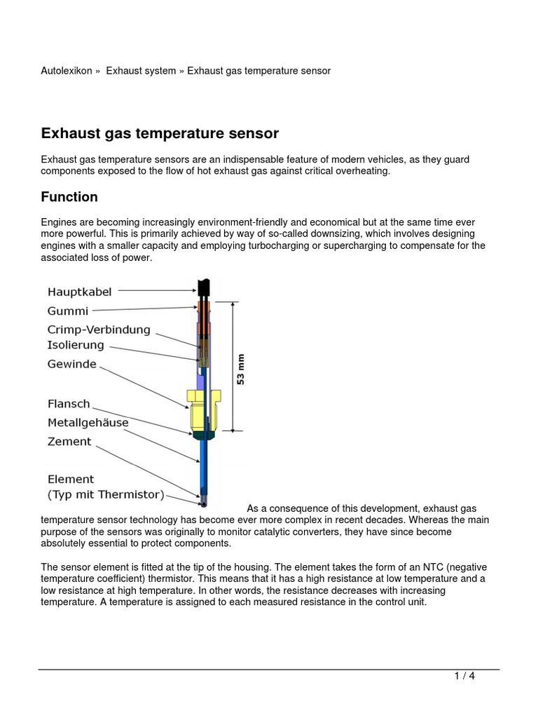 Exhaust Gas Temperature Sensor Overview | PDF | Diesel Engine | Exhaust Gas