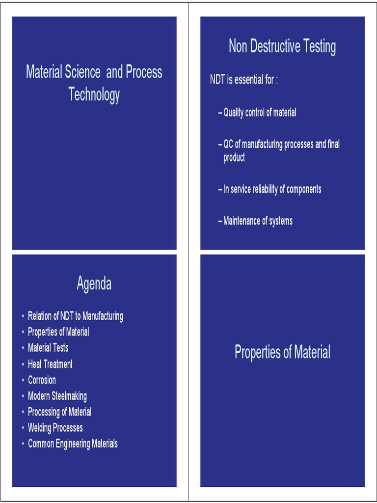 Material Science and Process Technology For NDT PDF
