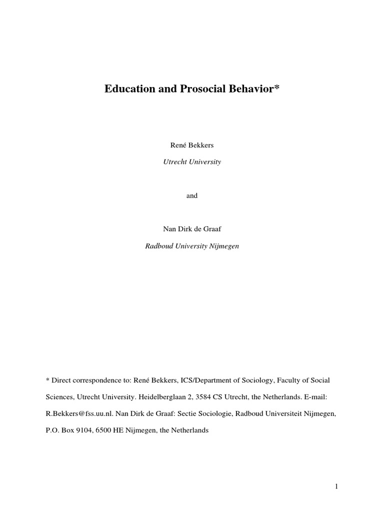 Education's Impact on Prosocial Behavior | PDF | Volunteering | Economics