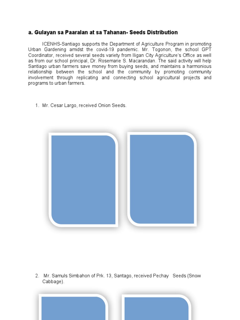 Seeds Distribution for Urban Gardening | PDF