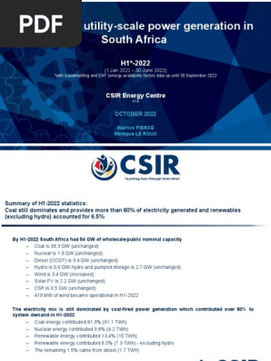 Statistics of Utility-scale Power Generation in South Africa 2022