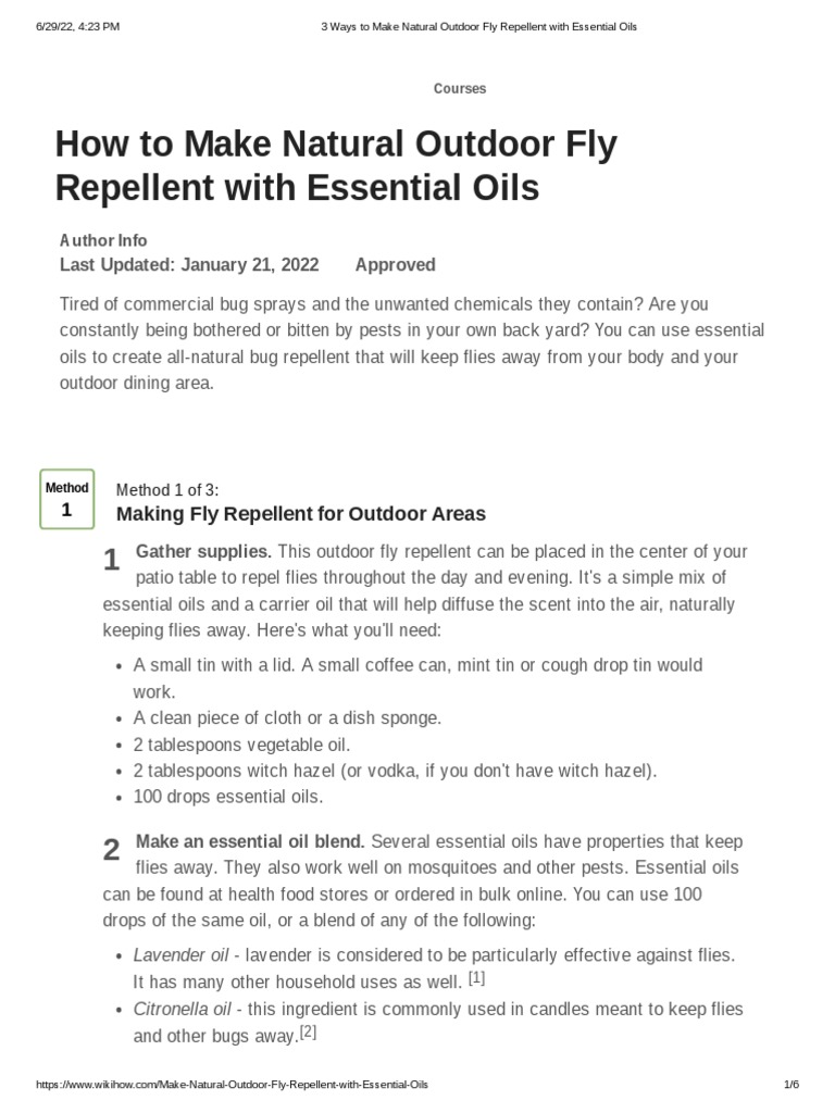 3 Ways To Make Natural Outdoor Fly Repellent With Essential Oils PDF