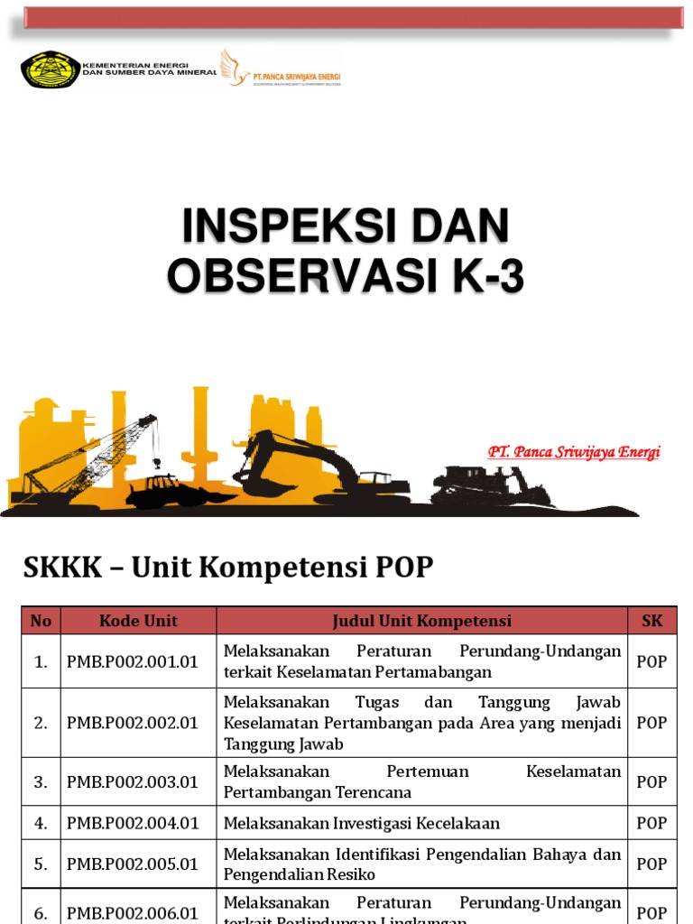 Inspeksi K3 di PT Panca Sriwijaya Energi | PDF
