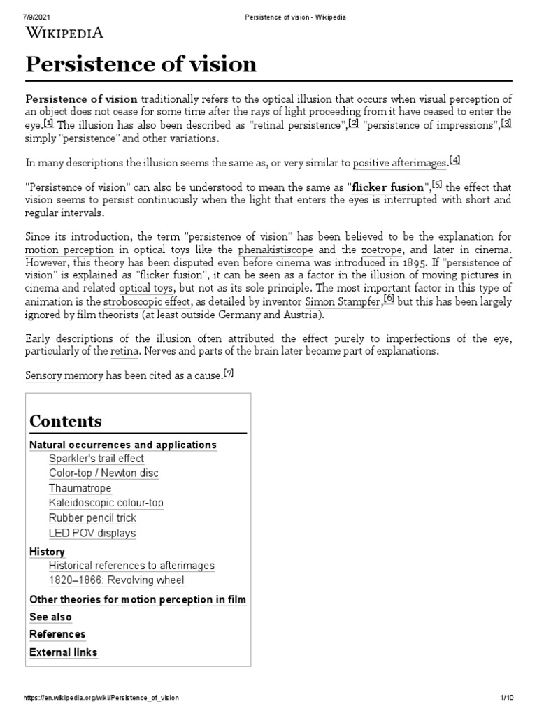 Persistence of Vision - Wikipedia | PDF