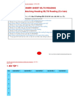 Answer Sheet Ielts Reading - Bài Tập Dạng Matching Heading Ielts Reading (Cơ Bản)