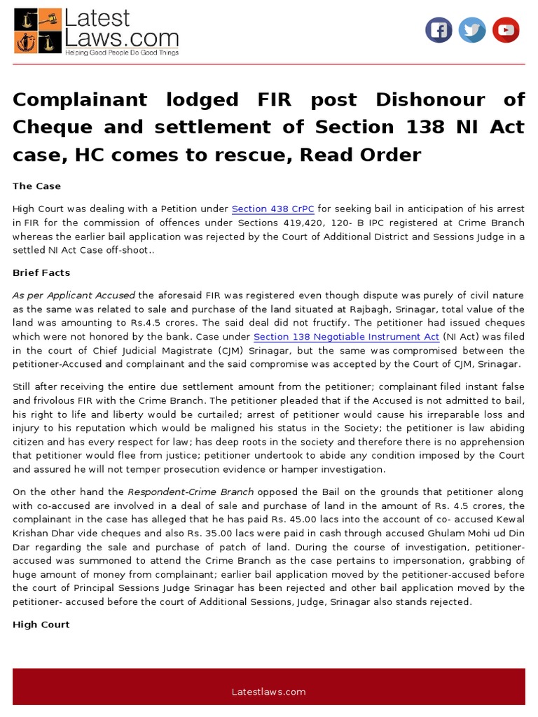 complainant-lodged-fir-post-dishonour-of-cheque-and-settlement-of