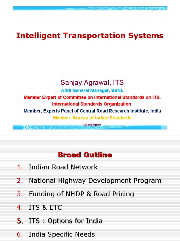 Intelligent Transportation Systems (ITS) in India - Government ...