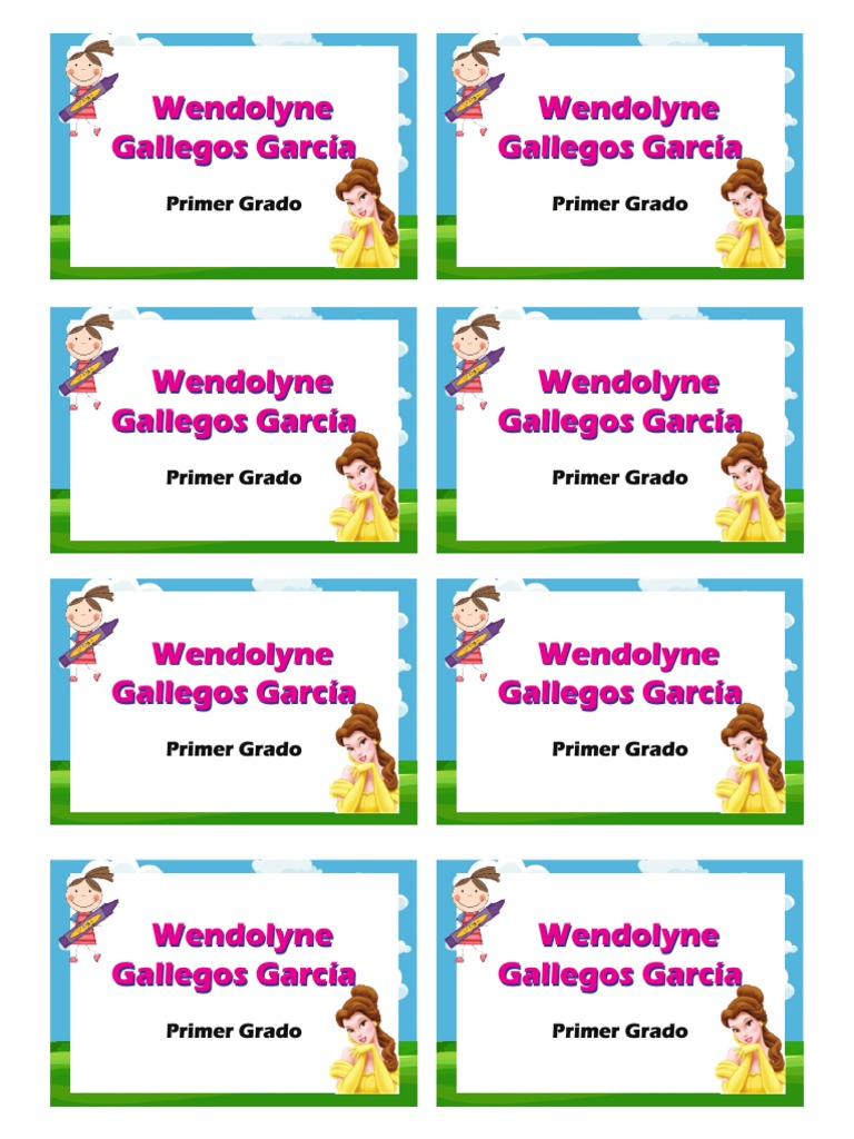 Gafetes para Niños de Primaria de Primer Grado | PDF