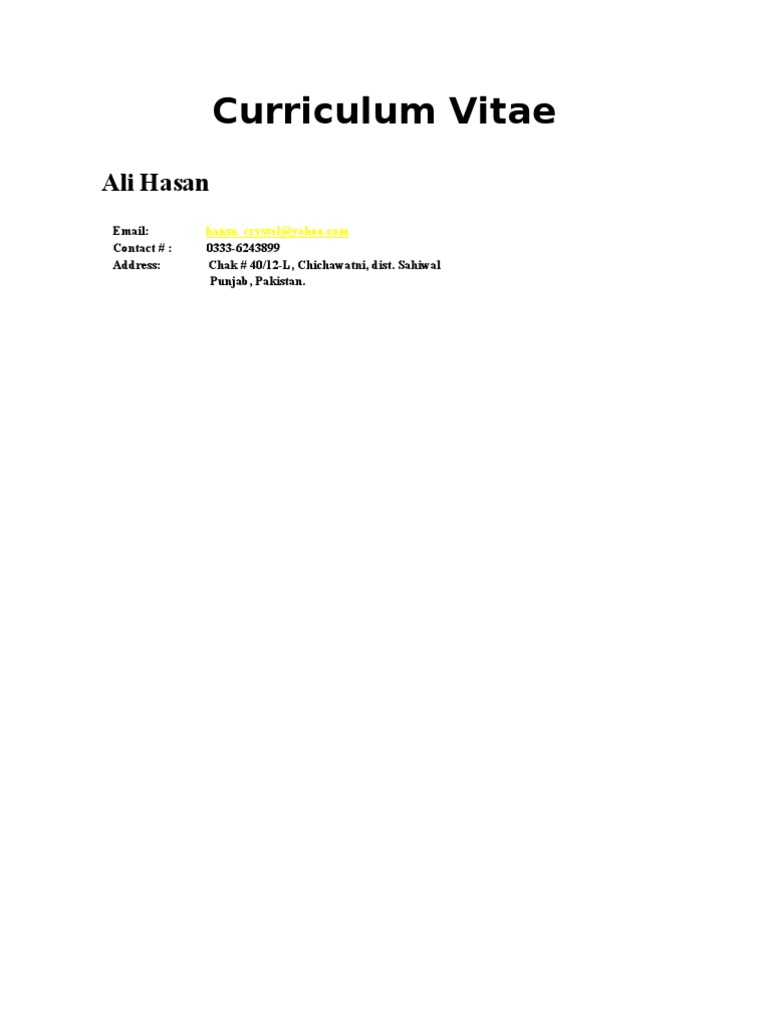 Ali Hasan's Professional CV | PDF