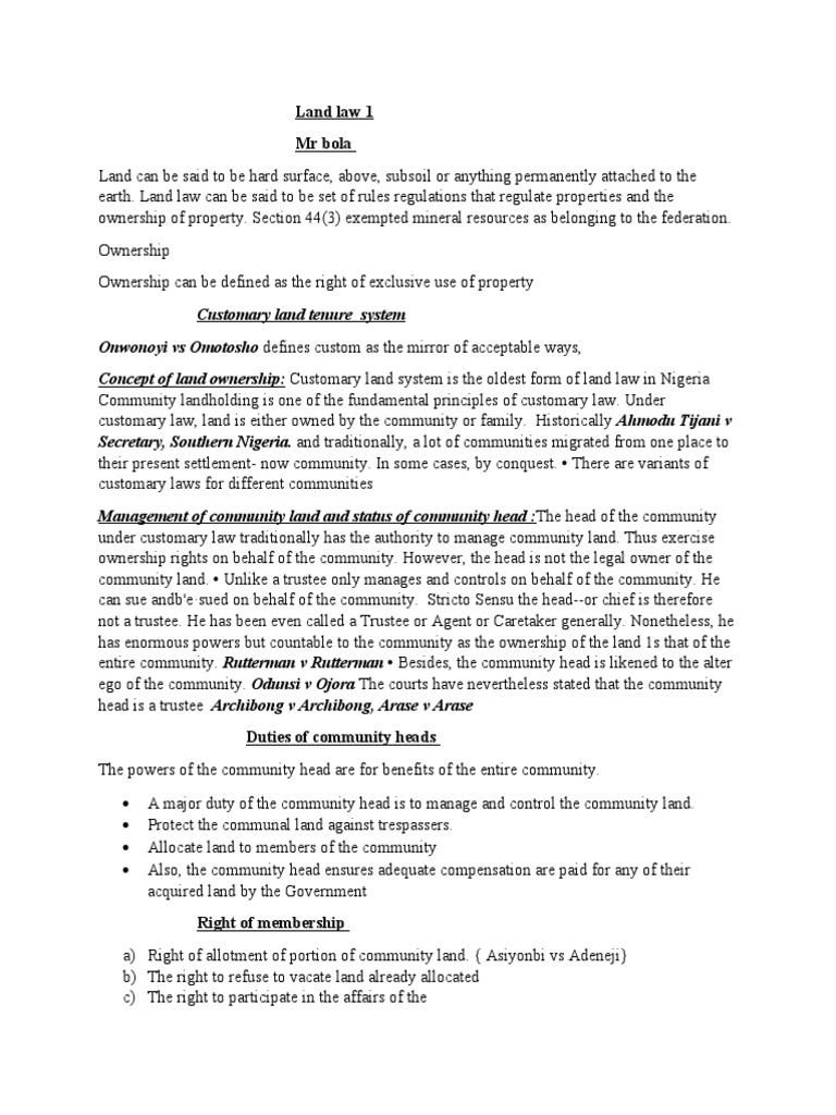Land Law 1 | PDF | Politics | Social Science