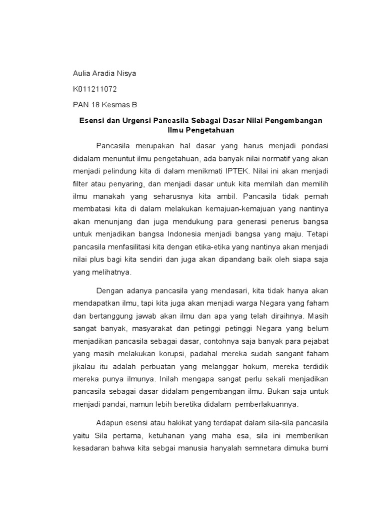 Urgensi Pancasila dalam Pengembangan Ilmu | PDF | Ilmu Sosial