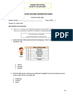 2°egb English Second Term Exam