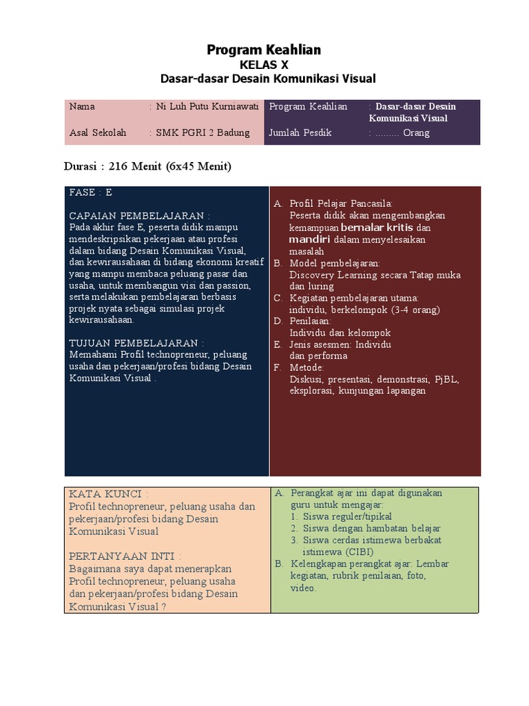 Modul Ajar Dkv Kegiatan Observasi Pdf