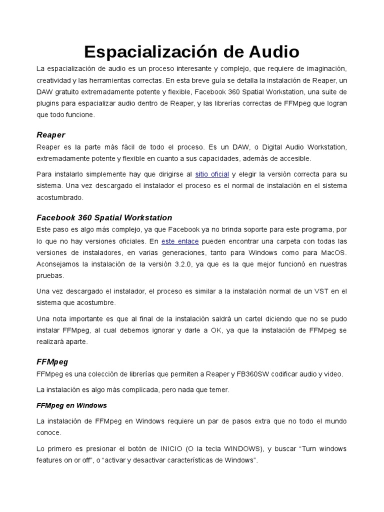 Instalaci n de fb360 reaper ffmpeg pdf microsoft windows mac os
