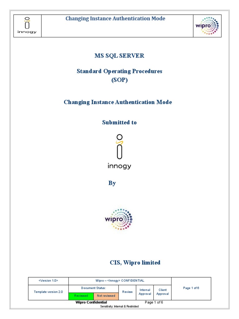 SOP SQL Changing Instance Authentication Mode PDF Password Microsoft Sql Server