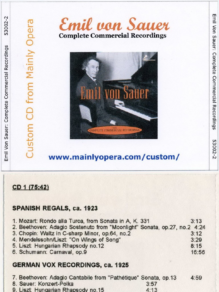 Emil Von Sauer Commercial Recordings PDF Franz Liszt Frédéric Chopin