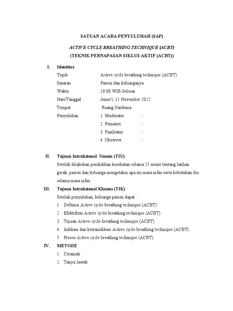 Teknik Pernapasan ACBT untuk Pasien | PDF