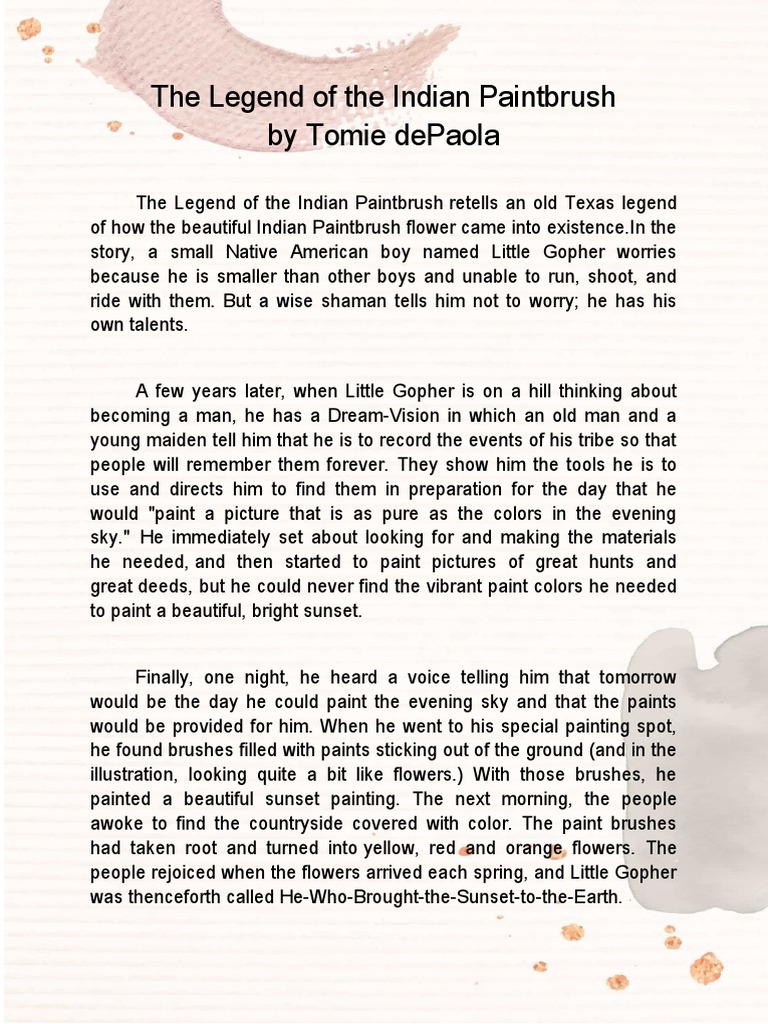 The Legend of the Indian Paintbrush PDF