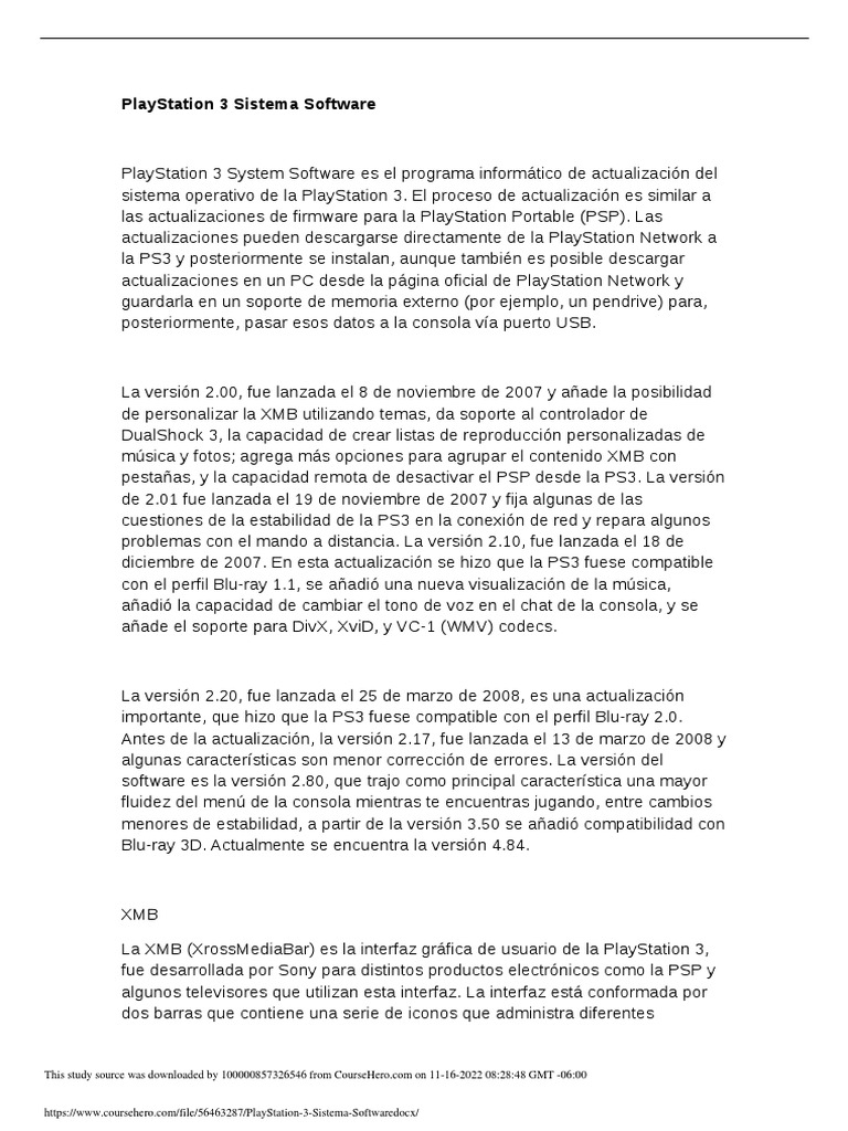 Actualizaciones del Software de PS3 | PDF | Playstation 3 | Plataformas ...