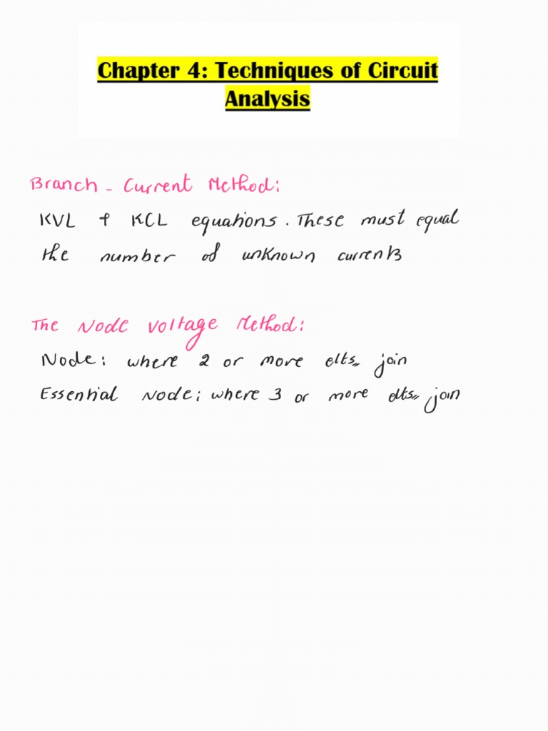 Electrical Circuit 1 Techniques of Circuit Analysis PDF