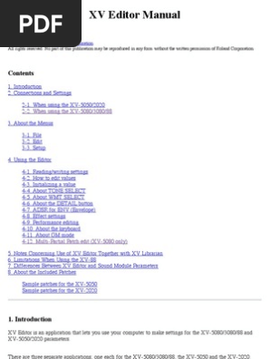 Xv Editor Manual Synthesizer String Instruments