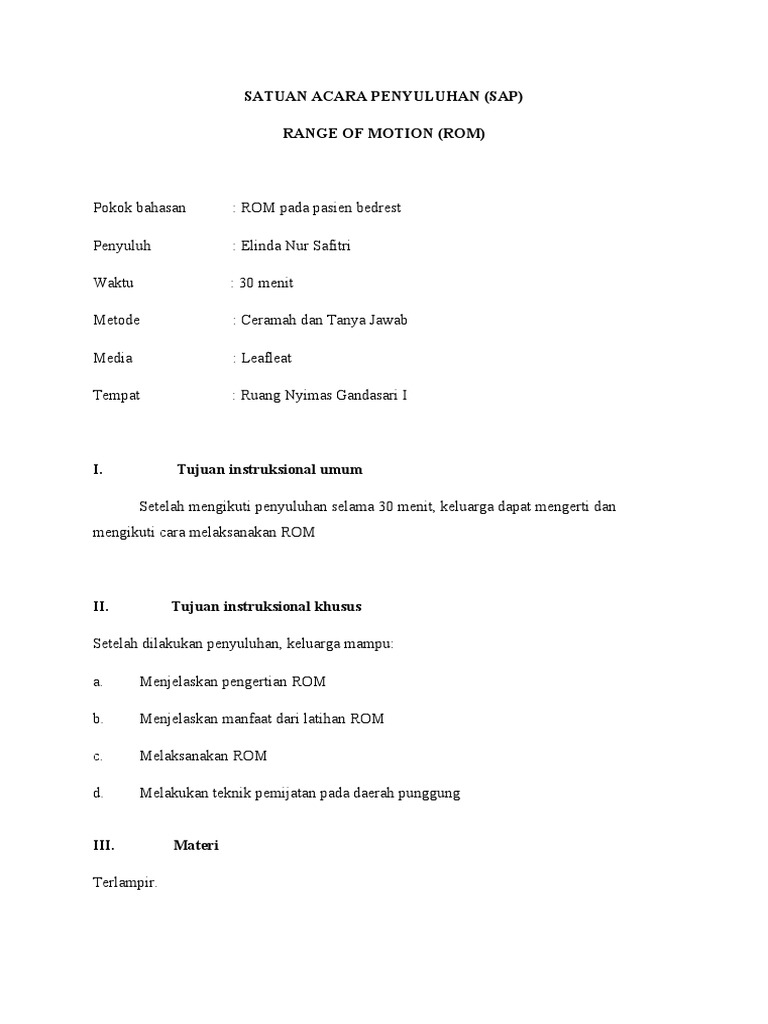 Penyuluhan Latihan ROM untuk Keluarga | PDF