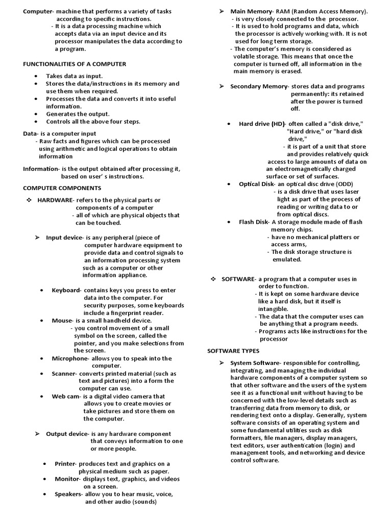 Computer Basics and Components | PDF | Computer Data Storage | Computer ...