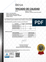 Certificado de Calidad Plancha 0.70mm 1.00x2.00m
