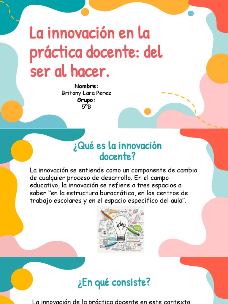 Innovación en la Práctica Docente | PDF | Maestros | Método de enseñanza