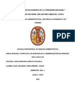 Breve Análisis y Critica de Los Desafíos de La Administración de Personal en El Siglo XXI