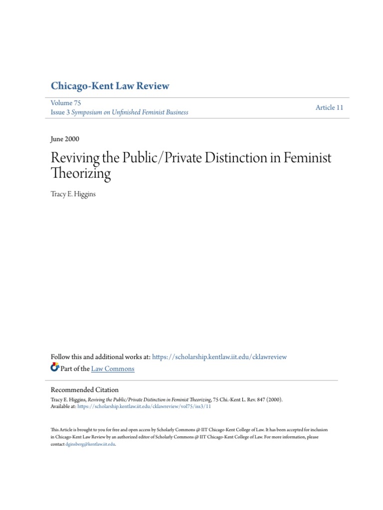 Reviving The Public/Private Distinction in Feminist Theorizing PDF