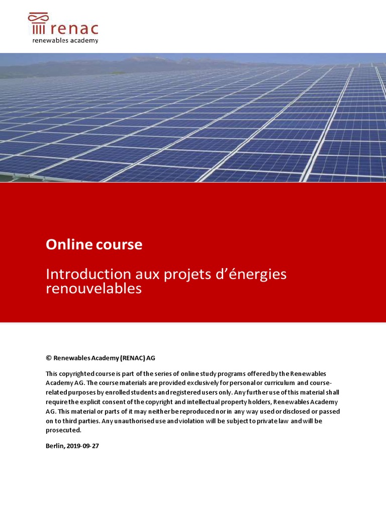 M1 Introduction Aux Projets D'énergies Renouvelables | PDF | Énergie ...