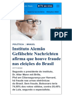 Instituto alemão alega fraude nas eleições brasileiras