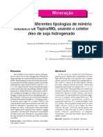 Flotação de Diferentes Tipologias de Minério Fosfático de Tapira/MG, Usando o Coletor Óleo de Soja Hidrogenado