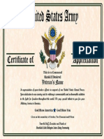 Army Certificate of Appreciation Wording