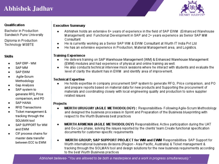 Abhishek Jadhav: SAP WM & EWM Consultant | PDF | Business | Systems ...