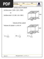 Volume and Surface Area of Cuboid