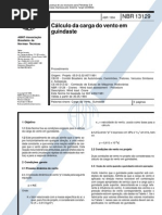 Cálculo da carga do vento em guindaste