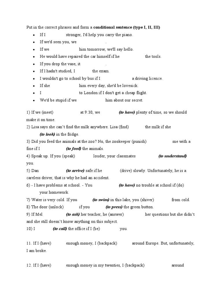 Mixed Conditional Exercises PDF | PDF
