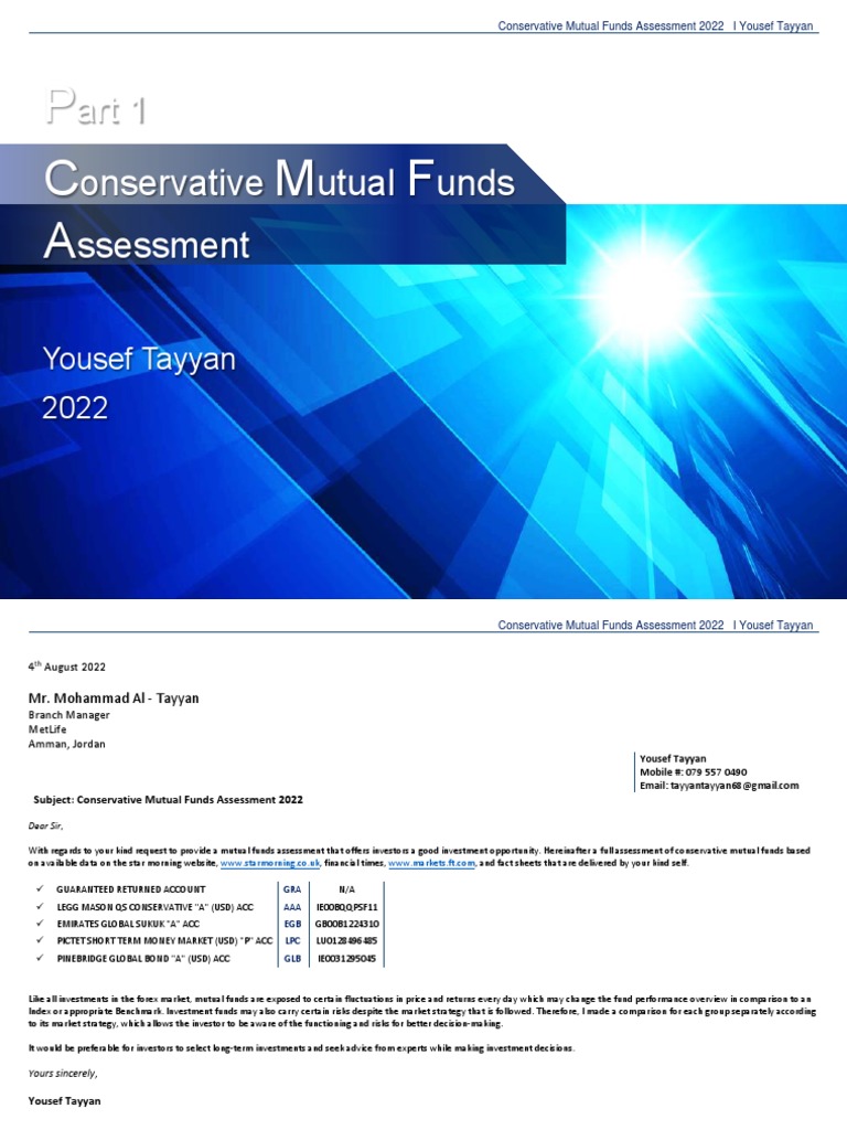 Conservative mutual funds assessment pdf sharpe ratio investment fund