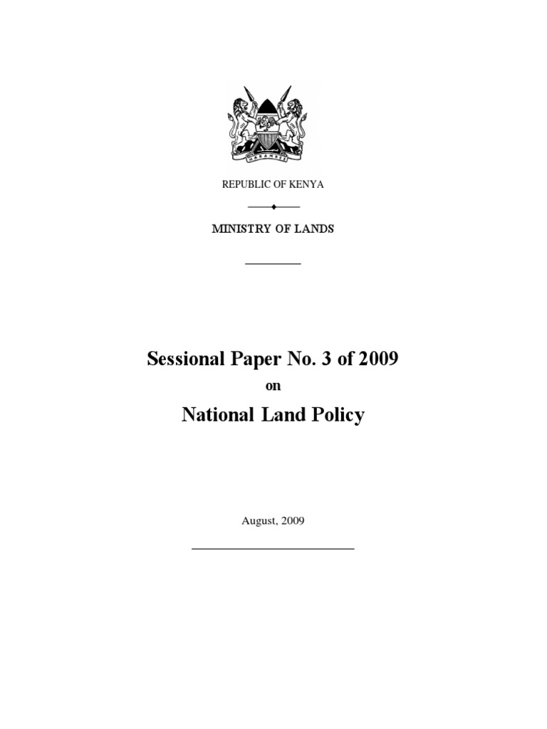 Sessional Paper On Kenya National Land Policy PDF Eminent Domain